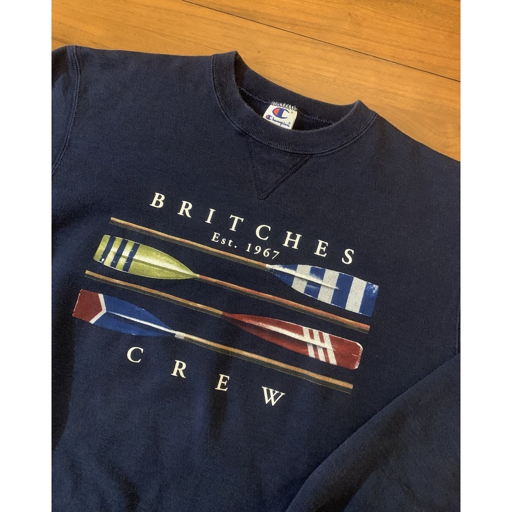 Vintage Britches Crew Champion Sweatshirt Mens L 90s Navy Rowing Oars Nautical